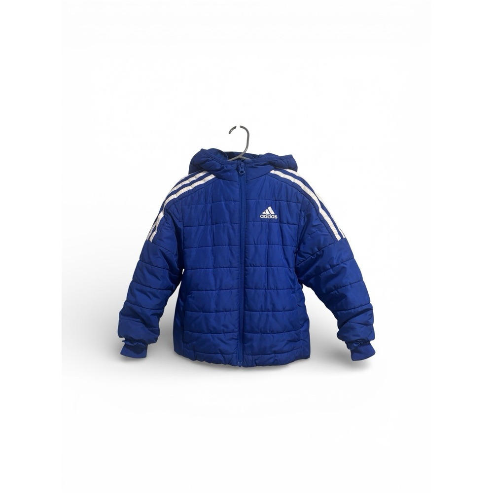 Adidas Jacket Kids Youth XXS 4/5 Blue Puffer Hooded Insulated
